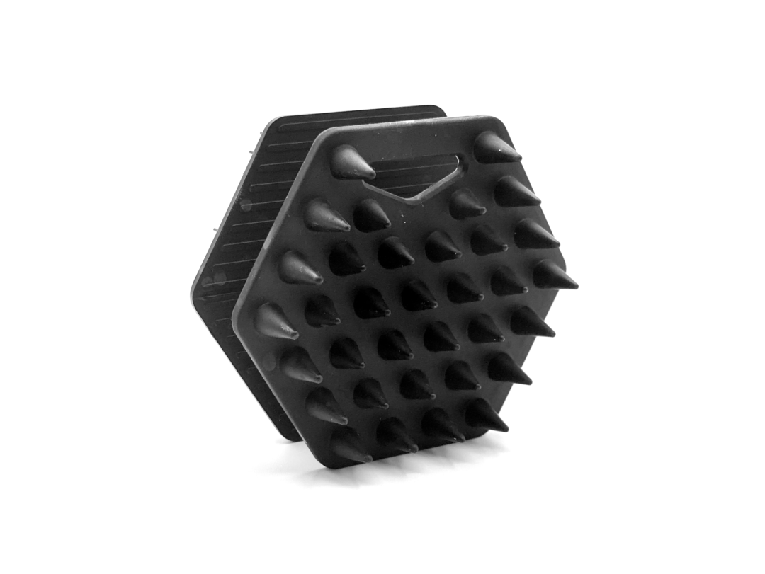 Updoor の The Scalp Brush Body。ヘキサゴン型なので自立するヘッドブラシ兼ボディブラシ。