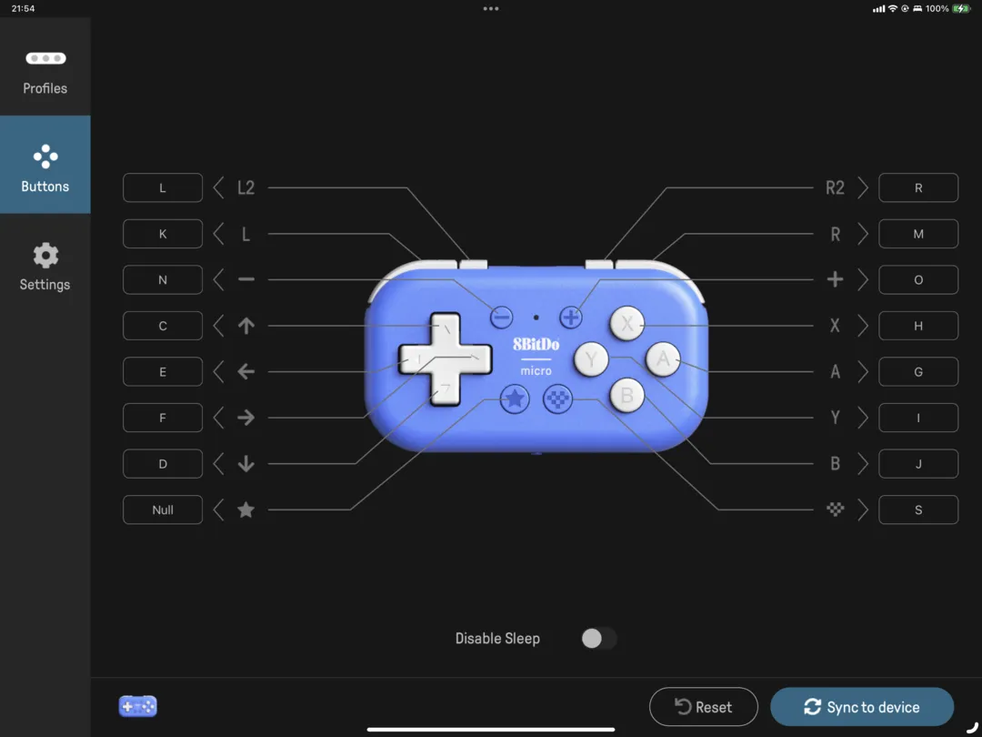 右下の Sync to Device ボタンでプロファイルをデバイスと同期する